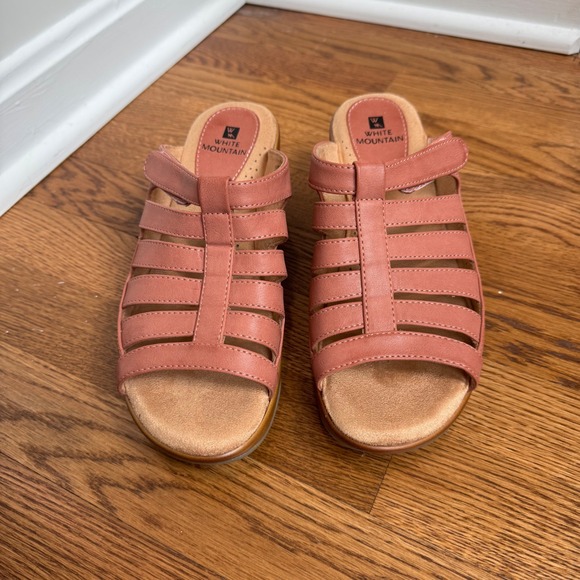 White Mountain‎ Valencia Wedge Sandals Adjustable Straps Comfort Size 8.5 - Picture 1 of 15